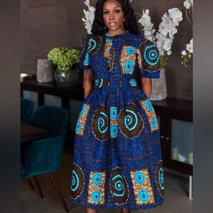 GF Grass Fields African print midi dress size 20